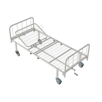 Кровать медицинская функциональная КФ-2-МП-БМ-К125 с металлическими перилами и колесами 125 мм