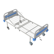 Кровать медицинская функциональная КФ-2-МП-БП-К75 с пластиковыми перилами и колесами 75 мм