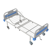 Кровать медицинская функциональная КФ-2-МП-БП-К125 с пластиковыми изголовьями и колесами 125 мм