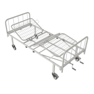 Кровать медицинская функциональная КФ-4-МП-БМ-К125 с металлическими перилами и колесами 125 мм