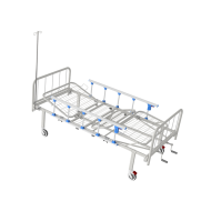 Ліжко медичне функціональне КФ-4-МП-БМ-ОП-Ш-К125 з металевими бильцями, огорожами, штативом і колесами 125 мм