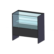 Фото Прилавок из ДСП с верхней и фронтальной стеклянными поверхностями и стеклянными полками