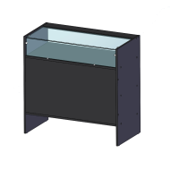 Фото Прилавок из ДСП с верхней и фронтальной стеклянными поверхностями