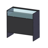 Прилавок из ДСП с верхней и фронтальной стеклянными поверхностями