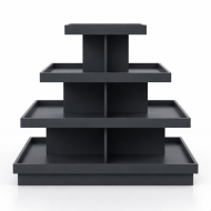 Фото Стеллаж островной прямоугольный из ДСП 1100х1300х900 мм, с бортиком, для магазина, цвет антрацит