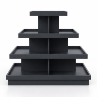 Стеллаж островной прямоугольный из ДСП 1100х1300х900 мм, с бортиком, для магазина, цвет антрацит