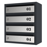 Почтовый ящик Flat металлический на 4 ячейки из нержавеющей стали