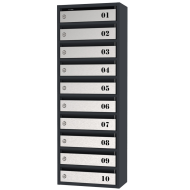 Поштова скринька Flat металева на 10 комірок з дверцятами із нержавіючої сталі