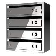 Почтовый ящик Flat из нержавеющей стали на 4 ячейки