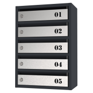 Поштова скринька Flat металева на 5 комірок з дверцятами із нержавіючої сталі
