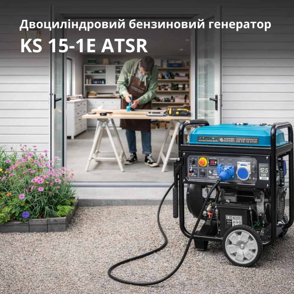 Бензиновий генератор двоциліндровий KS 15-1E ATSR фото 2