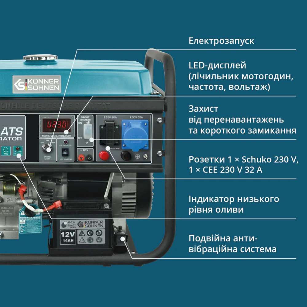 Бензиновий генератор KS 7000E ATS фото 6