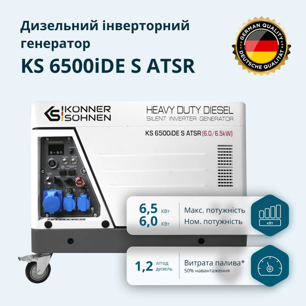 Дизельний інверторний генератор у шумозахисному кожусі KS 6500iDE S ATSR фото 8