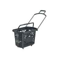 Пластиковая корзина-тележка черная 38л