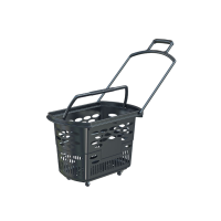 Пластиковая корзина-тележка черная 38л