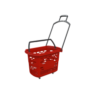 Пластиковая корзина-тележка красная 38л
