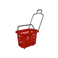 Пластиковая корзина-тележка красная 38л