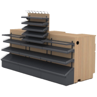 Кассовая расчетная зона из ДСП с надставкой и металлическими полками 