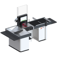 Кассовый бокс EVO SELINE 900х2300х1150 мм с движимым транспортером, широким накопителем и узкой рабочей тумбой