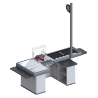 Кассовый бокс Magellan Modular 900х2300х1150 мм с движимым транспортером, широким накопителем и широкой тумбой кассира