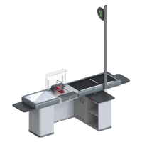 Кассовый бокс Magellan Modular 900х2300х600 мм с движимым транспортером, узким накопителем и широкой тумбой кассира