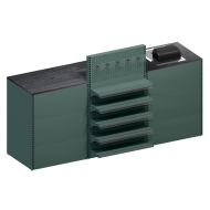 Кассовый бокс Pulsar Express 2090х775х1190 мм с ДСП без транспортера и метеллическими навесными полками