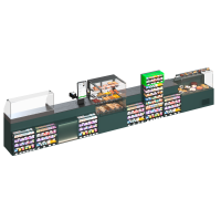 Кассовый бокс PULSAR (тип 5) 1500х7885х800 мм из ДСП с металлическими полками, кассой ROTO, технологическими модулями