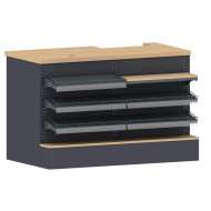 Кассовая расчетная зона из ДСП с металлическими полками 