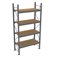 Фото Стеллаж Мини Рэк 2584х1240х615 мм с полками ДСП на 4 яруса, основная секция