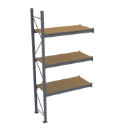 Фото Стеллаж Мини Рэк 2584х1240х615 мм с полками ДСП на 3 яруса, приставная секция