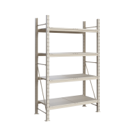 Фото Стеллаж Мини Рэк 2127х1240х615 мм с металлическими полками на 4 яруса, основная секция RAL 9001