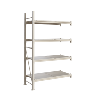 Фото Стеллаж Мини Рэк 2127х1240х615 мм с металлическими полками на 4 яруса, приставная секция RAL9001