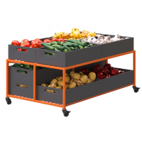 Стол для овощей металлический GREORA-Plateau-Advanced 410х1250х820 мм на 2 уровня с ящиками