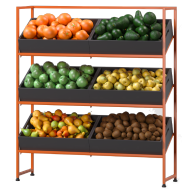 Стеллаж для овощей металлический GREORA-Storey-Basic 1400х1250х420 мм на 3 яруса