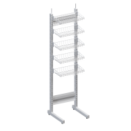 Прикассовый стеллаж металлический с сетчатыми полками