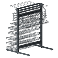 Прикассовый стеллаж двухсторонний металлический дополнительный с комбинированными сетчатыми полками