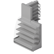 Стеллаж на торец транспортера "Тандем" металлический трехсторонний с акриловыми боковинами 