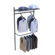 Стеллаж настенный металлический для одежды Тип 1 2134х1000х300 мм с металлической полкой цвет RAL 7016 (антрацит)