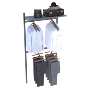 Стеллаж настенный металлический для одежды Тип 2 2134х1000х300 мм с металлической полкой цвет RAL 7016 (антрацит)