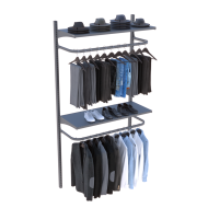 Стеллаж настенный металлический для одежды Тип 3 2134х1000х300 мм с металлической полкой цвет RAL 7016 (антрацит)