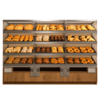 Пристенный хлебный стеллаж закрытого типа, с подъемной дверцей и задней загрузкой