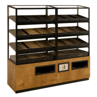 Хлебный стеллаж открытого типа, с выдвижными полками и задней загрузкой