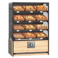 Хлебный стеллаж металлический 1778х1320х730 мм с наклонными полками и стеклянными дверьми