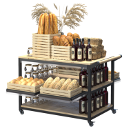 Хлебный стеллаж металлический 720х900х650 мм с разнообразными полками на колесиках