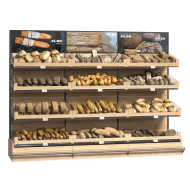 Хлебный стеллаж металлический тройной 2300х3900х820 мм с деревянными полками