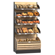 Хлебный стеллаж металлический 2100х1000х580 мм с полками и нижней деревянной корзиной