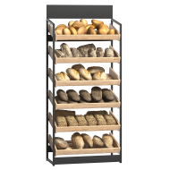 Хлебный стеллаж металлический 1600х800х400 мм с деревянными полками