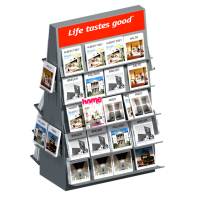 Стенд для книг металлический с многоуровневыми полками и полками на торцах