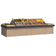 Овощной стеллаж металлический 1150х3850х1600 мм с наклонным подиумом для товаров