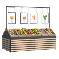 Овощной стеллаж  металлический 1150х2600х1400 мм с подиумом и рамой для рекламной продукции